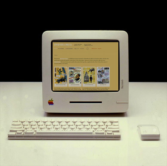 Emephera Press site on prototype Apple computer